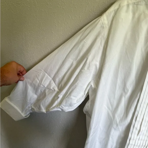 Men’s 16-33 Filo A Mana Tom James Pleated Long Sleeve Formal Dress Shirt - Picture 5 of 8